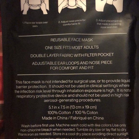 DKNY 5 pack face masks multi designs. Adjustable ear loops/nose piece. NWT - Picture 6 of 7